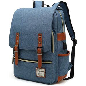 Mancio Slim Vintage blue Laptop Backpack For women, Men of Traveling bag